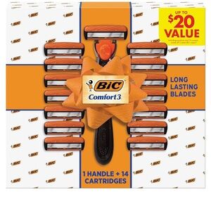 BIC Comfort3 Men's Razor with Orange and Black Handle